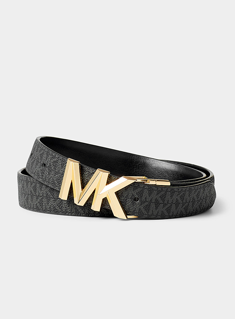 Michael      Michael Kors Black Accent logo reversible belt for women