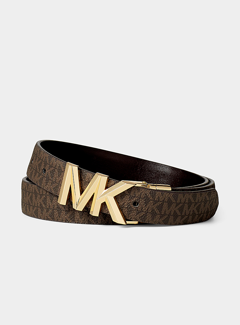 Michael      Michael Kors: La ceinture réversible logo accent Brun à motifs pour femme