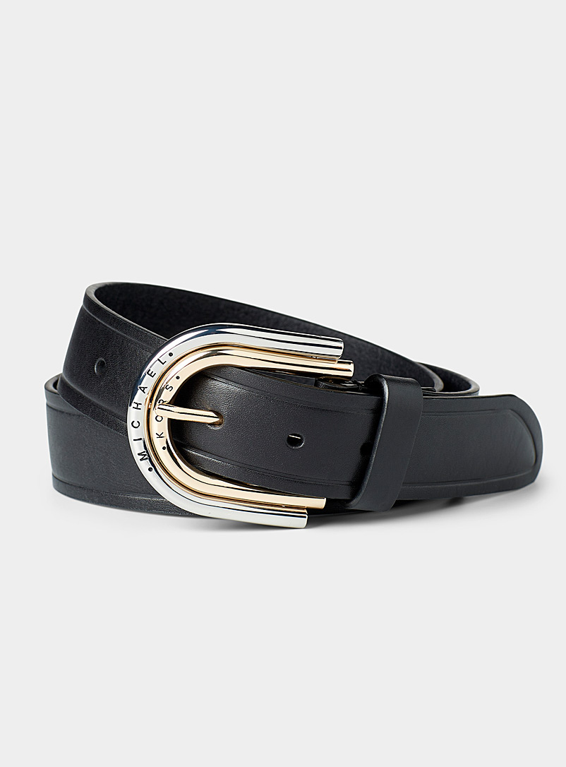 Michael      Michael Kors Black Logo-buckle embossed belt for women