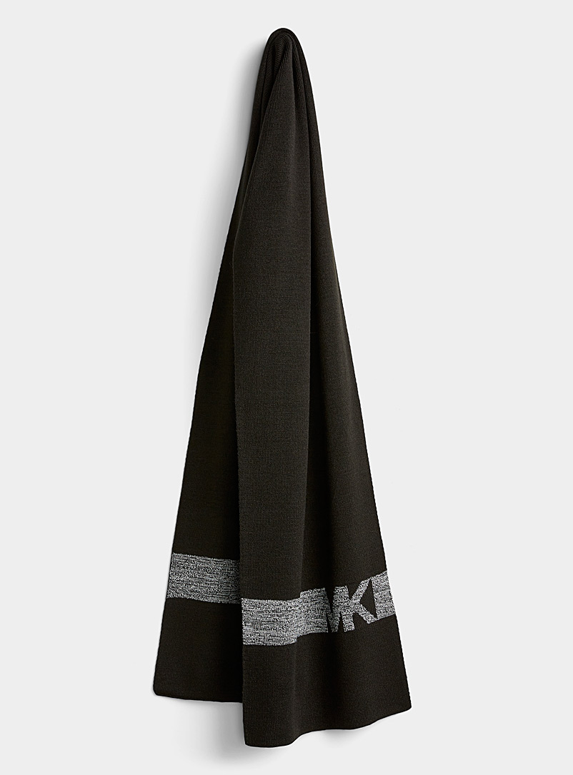Michael Kors: L'écharpe bande gris chiné Noir pour homme