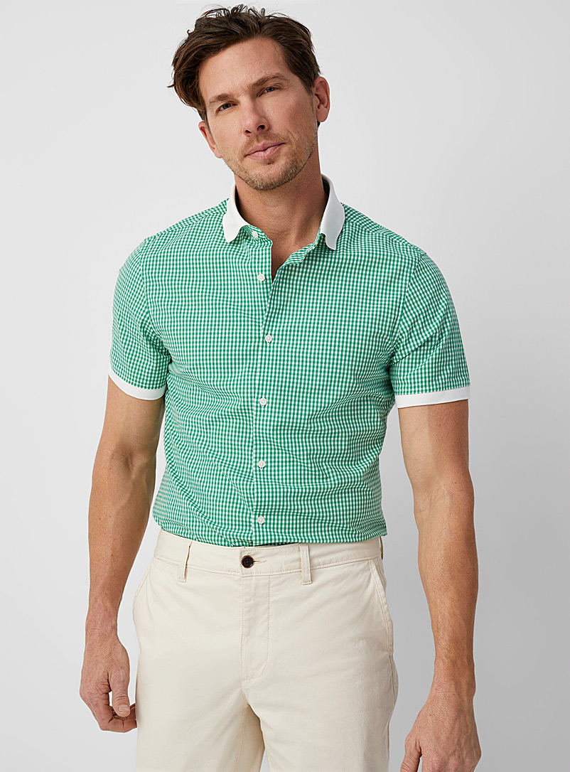 Michael Kors Green Sporty gingham shirt Slim fit for men