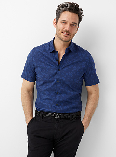Michael Kors Dark Blue Floral shadow shirt Slim fit for men