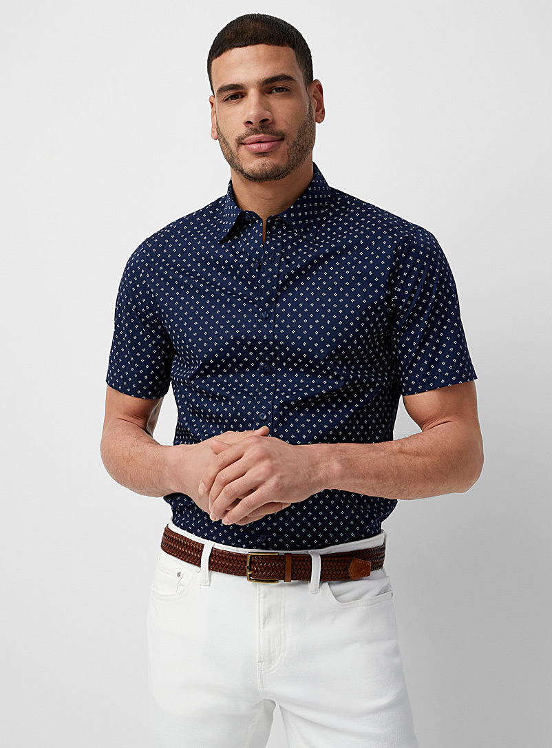 Michael Kors Indigo/Dark Blue Mini-pattern shirt for men
