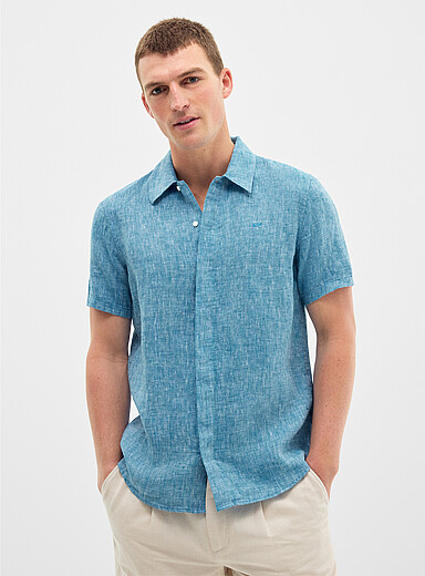 Pure linen minimalist short-sleeve shirt <b>Classic fit</b>
