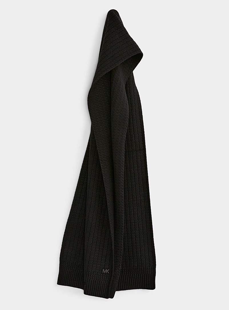 Michael Kors: L'écharpe tricot côtes ondulées Noir pour homme