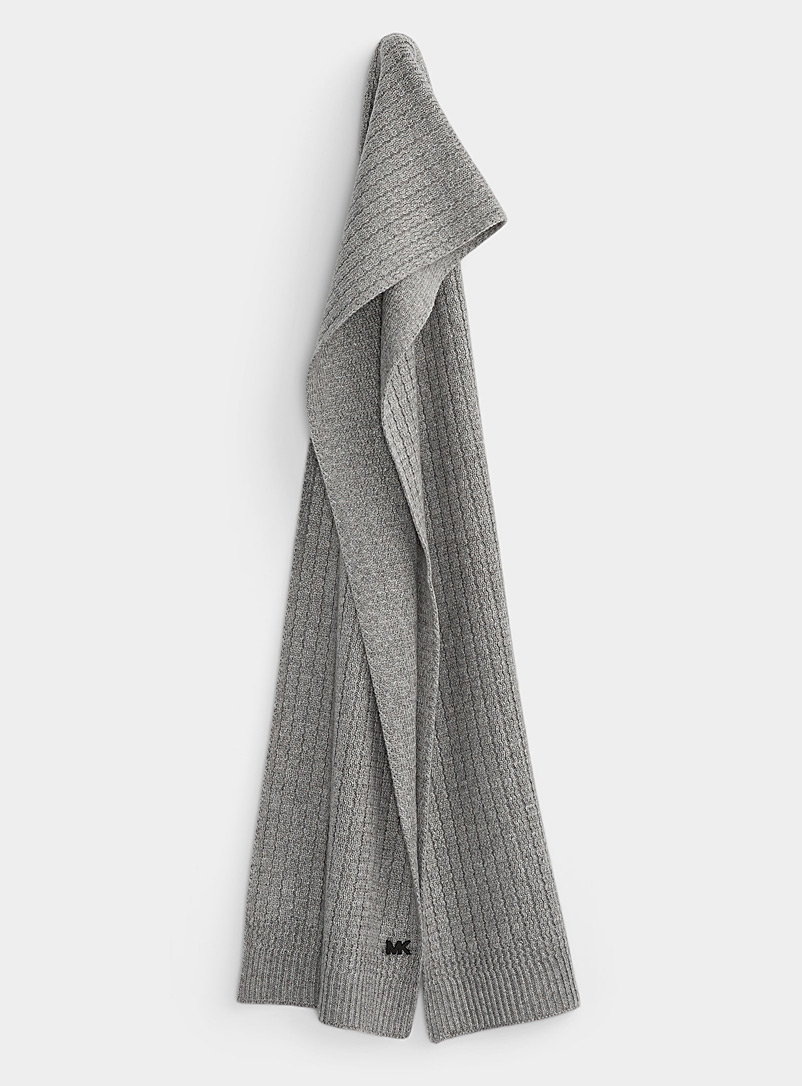 Michael Kors Grey Wavy rib knit scarf for men
