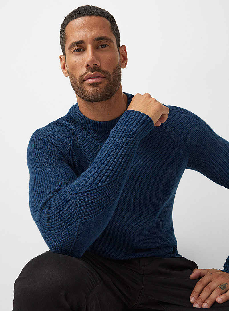 Michael Kors Blue Mixed-texture sweater for men