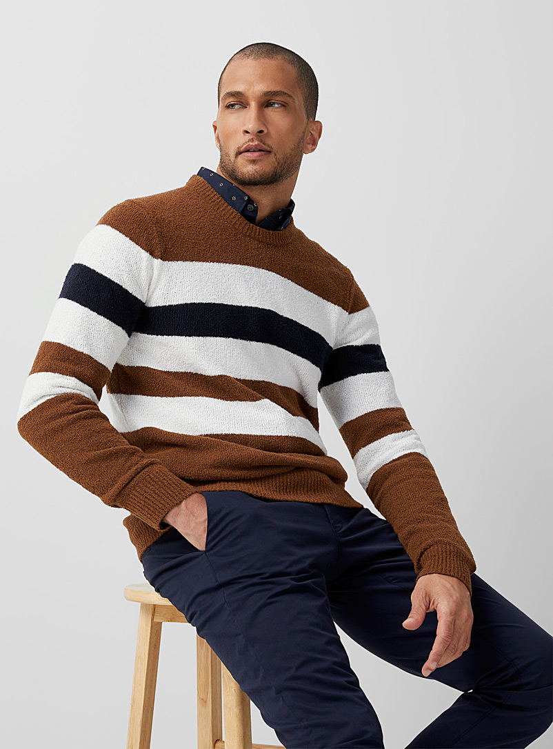 Michael Kors Brown Tricolour stripe sweater for men