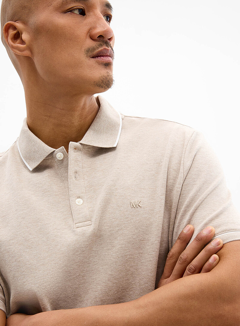 Michael Kors: Le polo jersey bordures ray&eacute;es Bleu moyen - Ardoise pour homme
