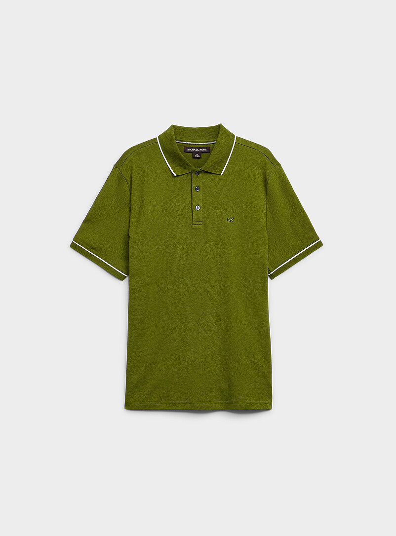 Michael Kors Slate Blue Striped-trim jersey polo for men