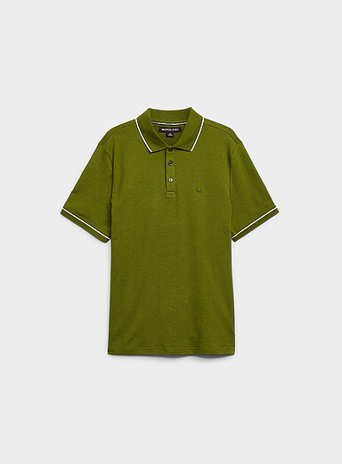 Striped-trim jersey polo