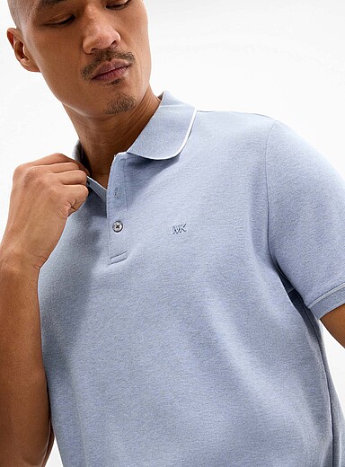 Striped-trim jersey polo