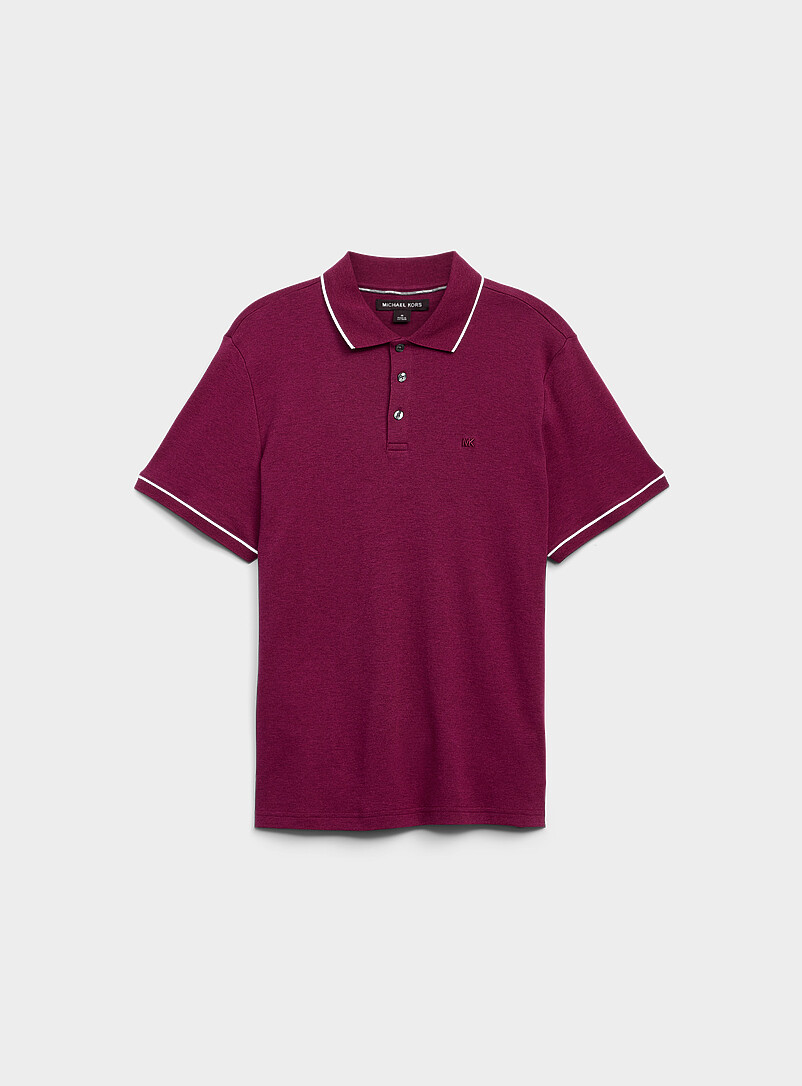 Michael Kors: Le polo jersey bordures ray&eacute;es Bleu moyen - Ardoise pour homme