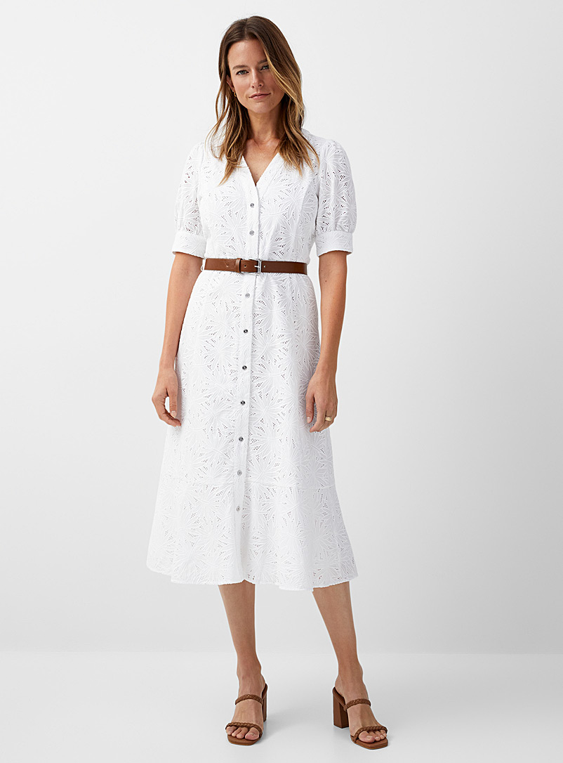 Michael      Michael Kors White Embroidery paradise belted dress for women