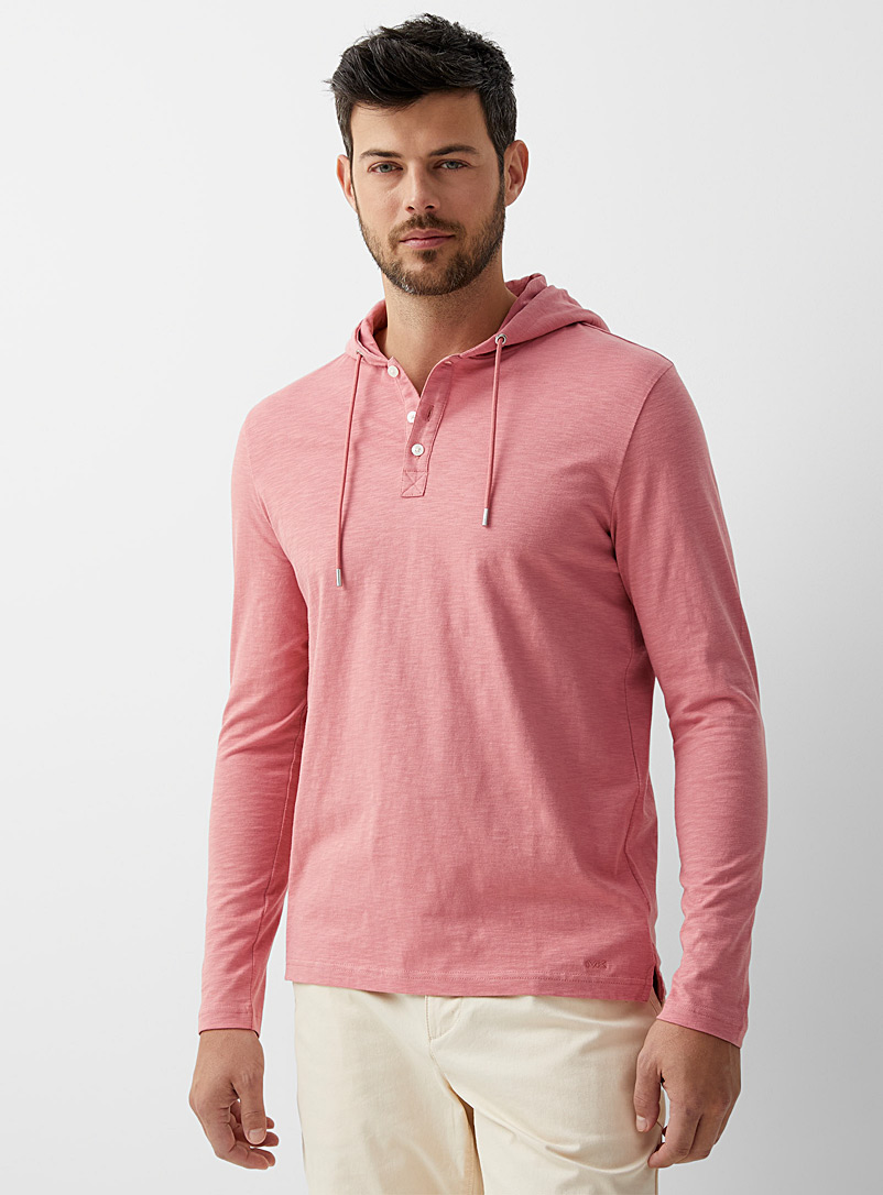 Michael Kors: Le t-shirt capuchon jersey irrégulier Vieux rose pour homme