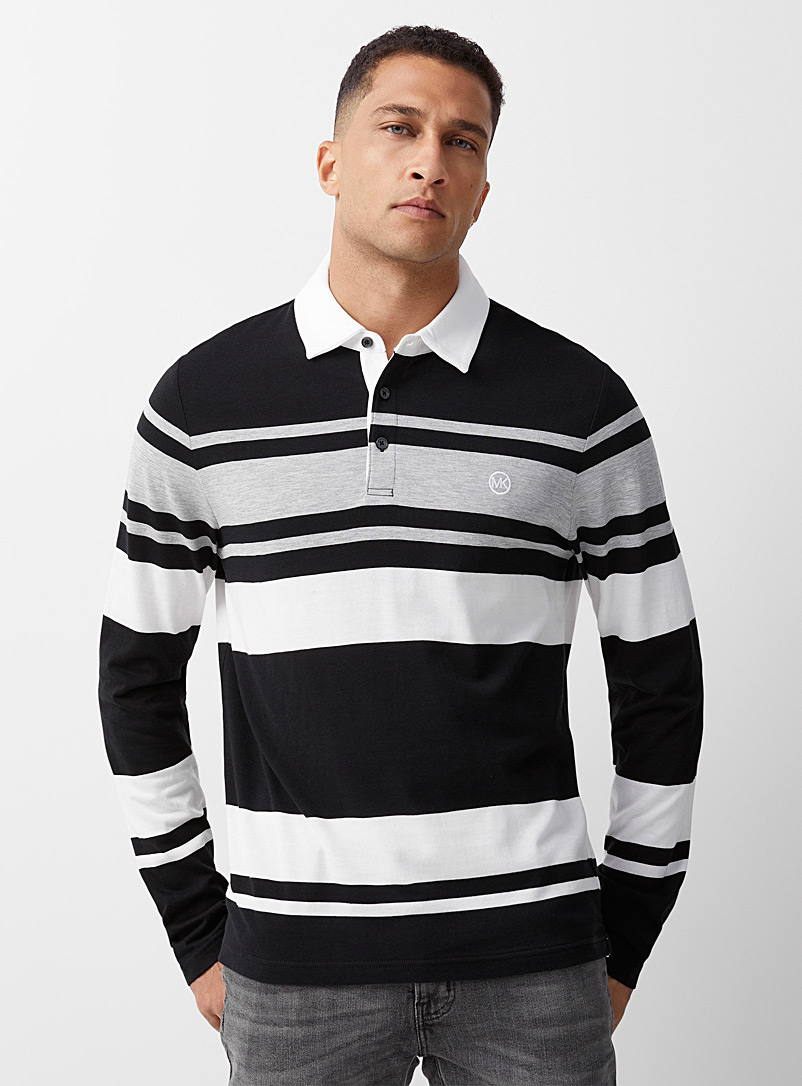 Michael Kors Black Contrast neutrals rugby polo for men