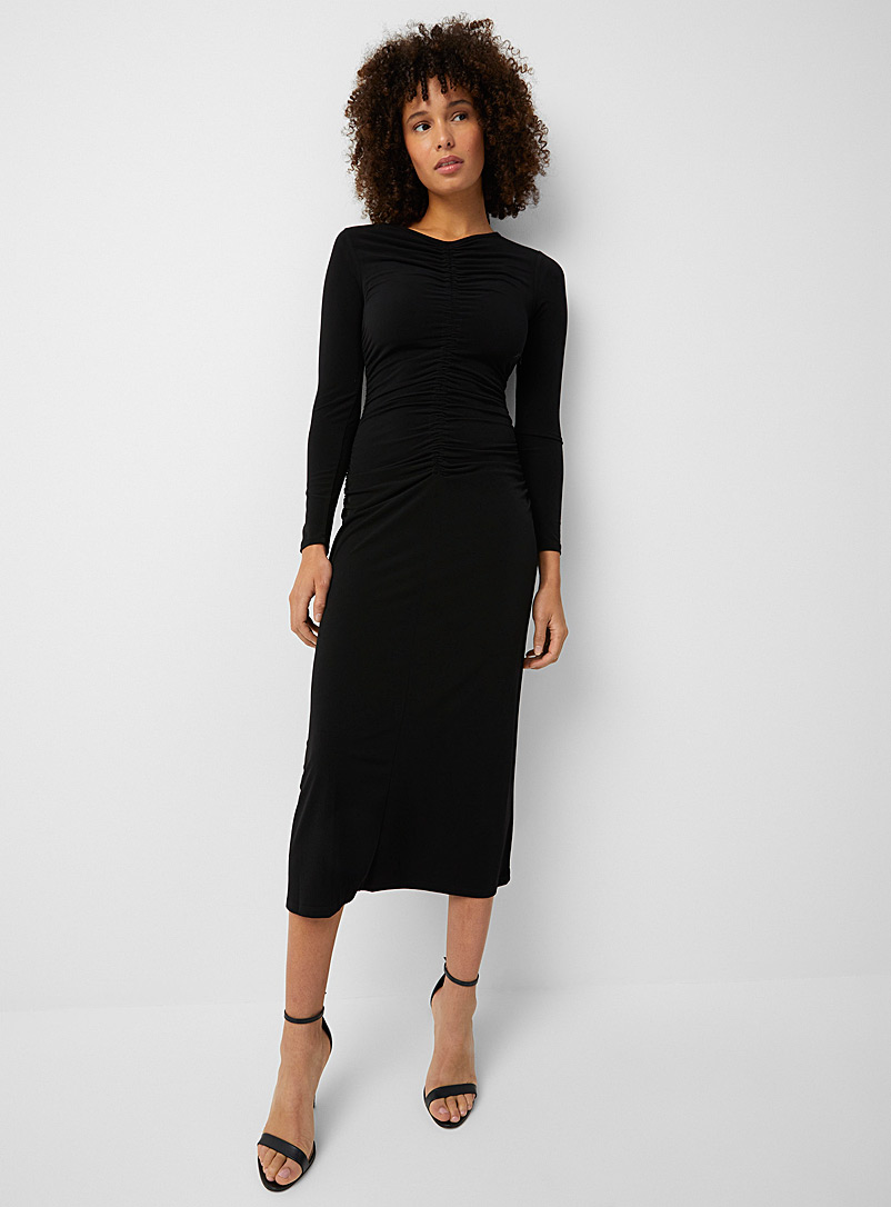 Michael      Michael Kors Black Ruched details fitted dress for women