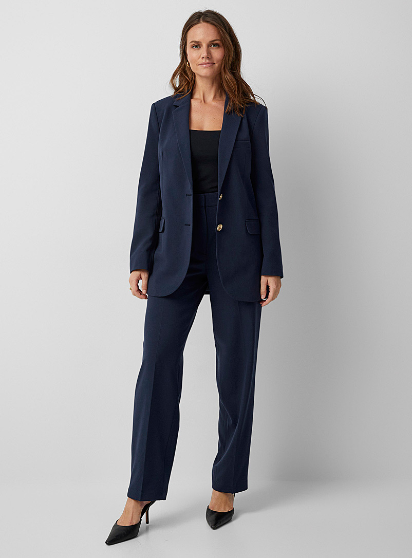 Pleated navy blue pant