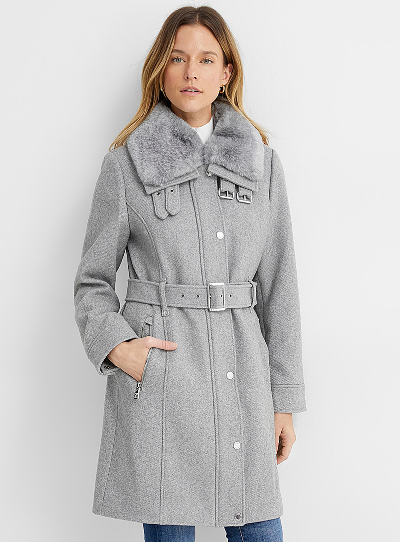 Fur collar wool coat | Michael Michael Kors | Women's Wool Coats  Fall/Winter 2019 | Simons