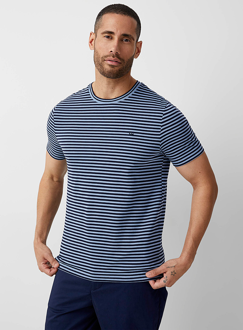 Michael Kors Blue Piqué-stripe T-shirt for men