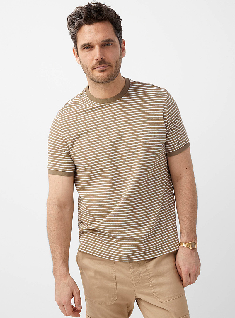 Michael Kors Mossy Green Striped jacquard T-shirt for men