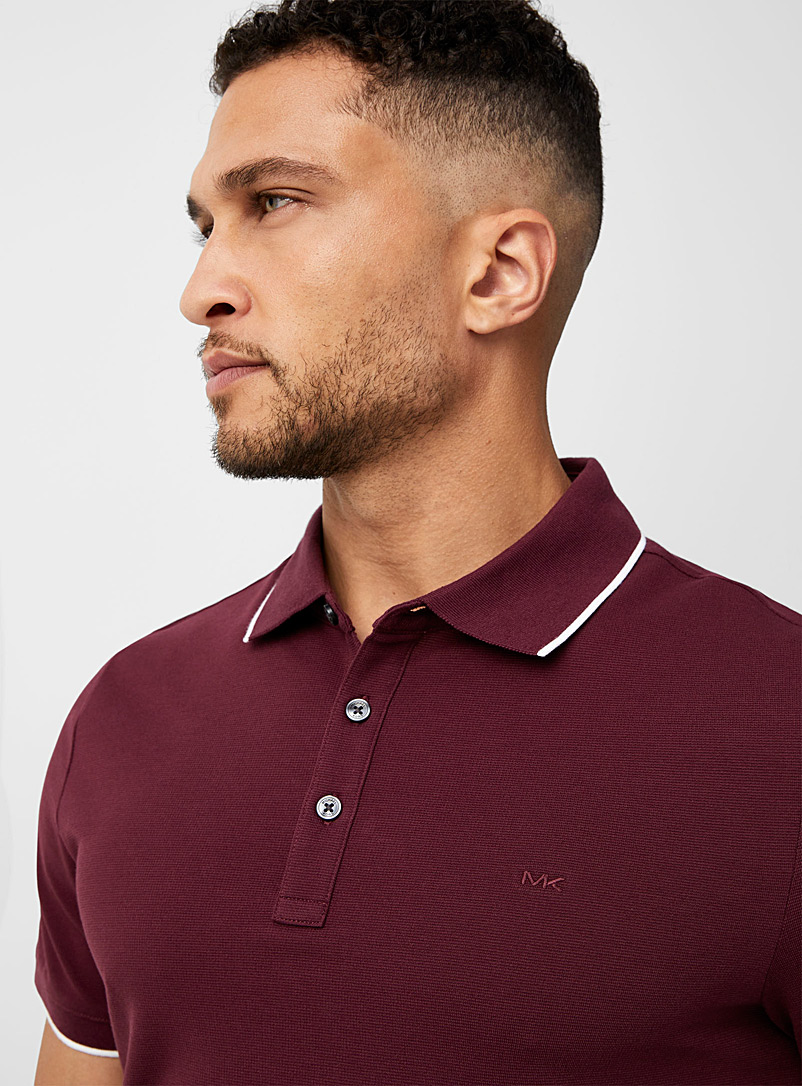 Michael Kors Ruby Red Textured jersey polo for men