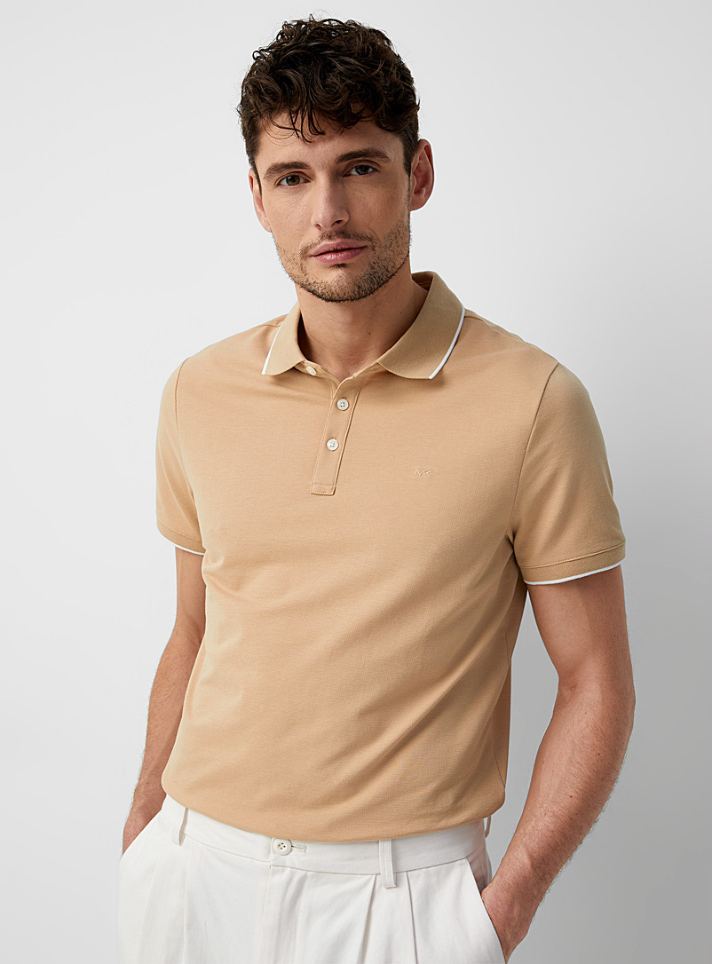 Michael Kors Cream Beige Finely etched polo for men