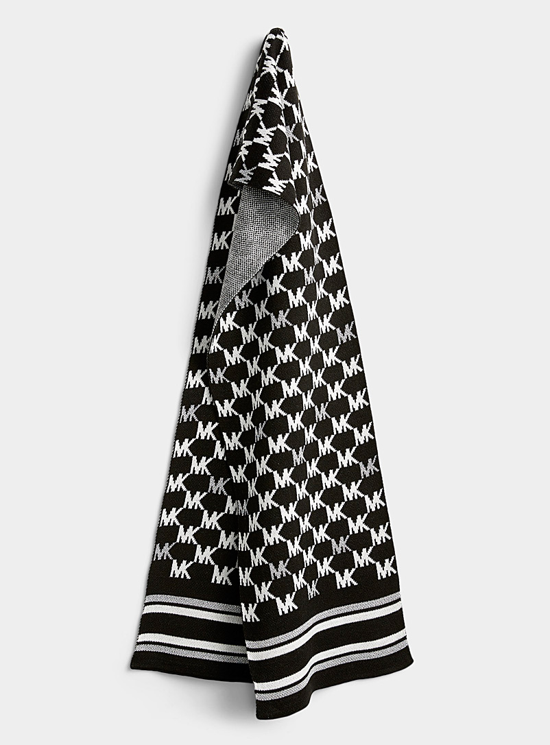 Michael      Michael Kors Patterned Black Shimmery monogram scarf for women
