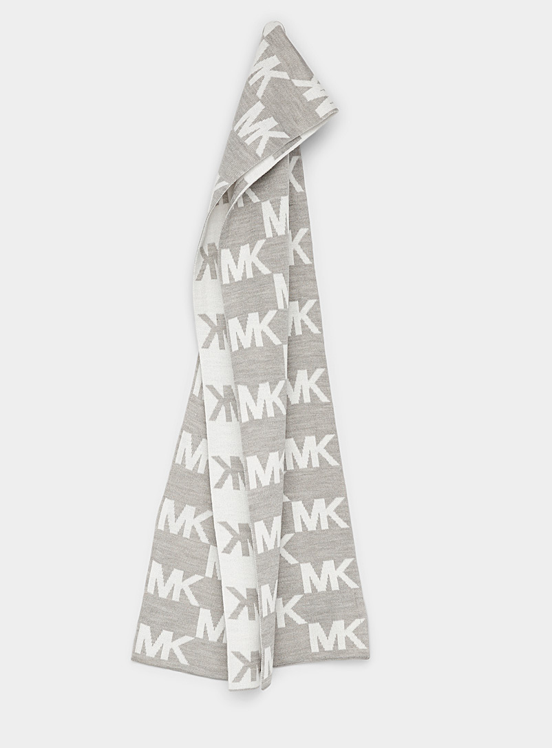 Michael      Michael Kors Light Grey Monogram heathered scarf for women
