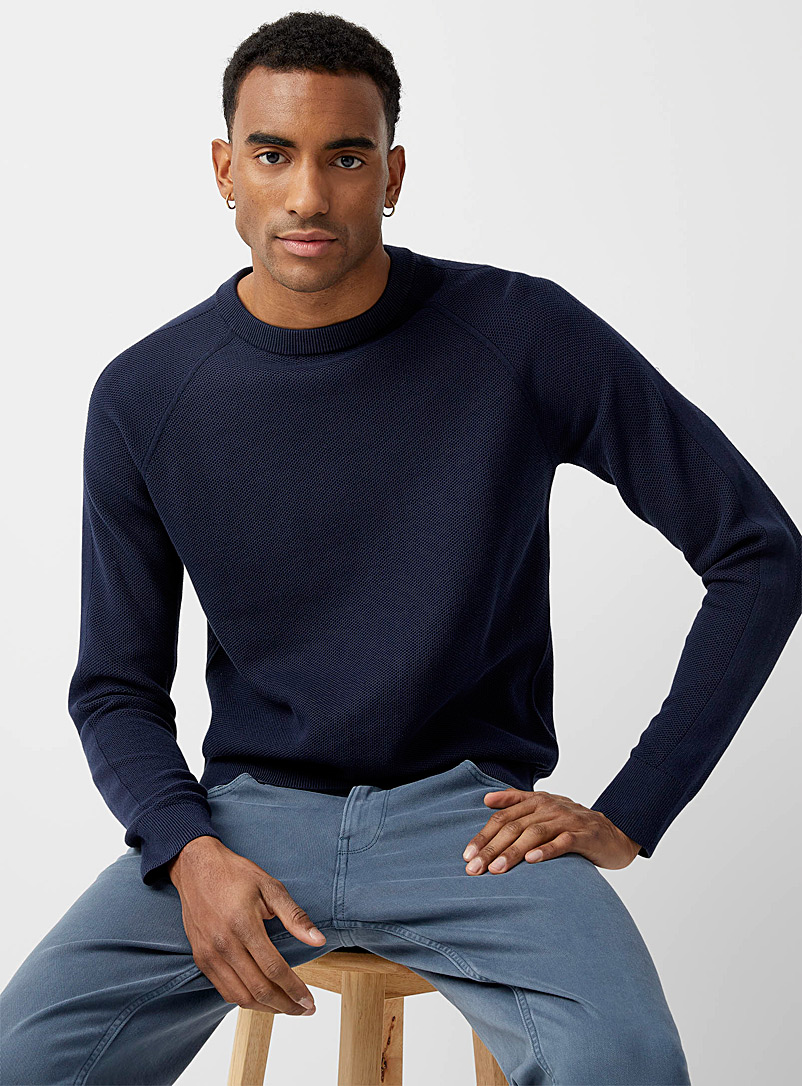 Michael Kors Dark Blue Piqué raglan sweater for men