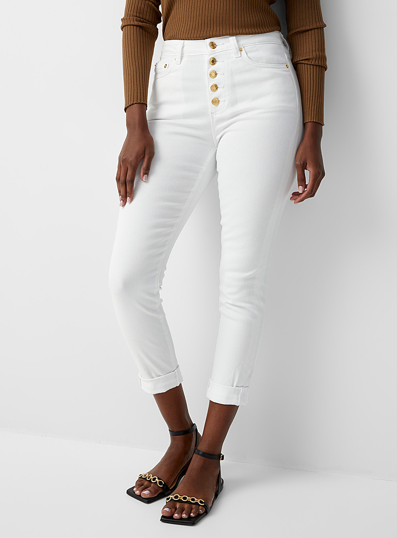 Michael      Michael Kors: Le jean blanc boutons dorés Blanc pour femme