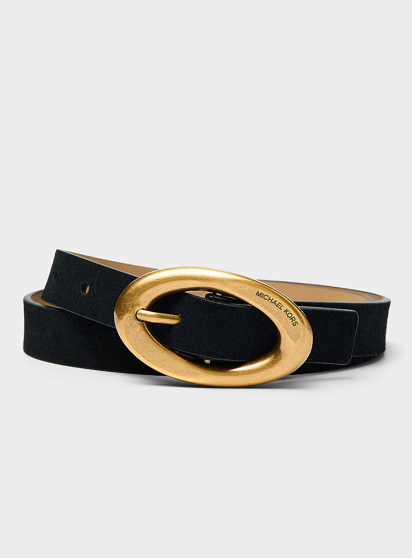 Oval Buckle Suede Belt