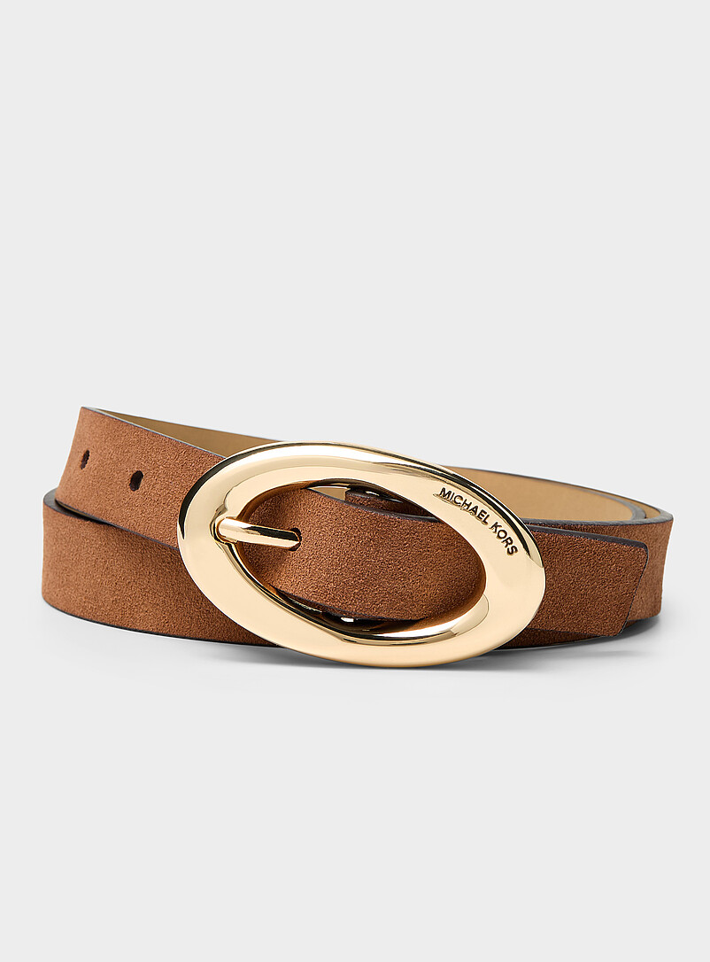 Oval Buckle Suede Belt