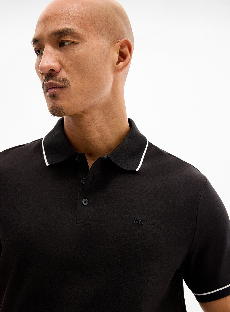 Striped-trim jersey polo product image (primary)