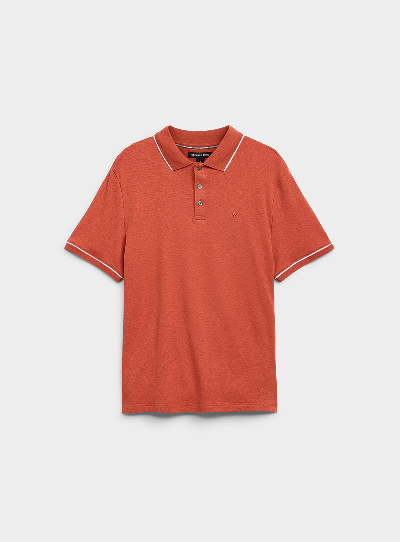 Striped-Trim Jersey Polo