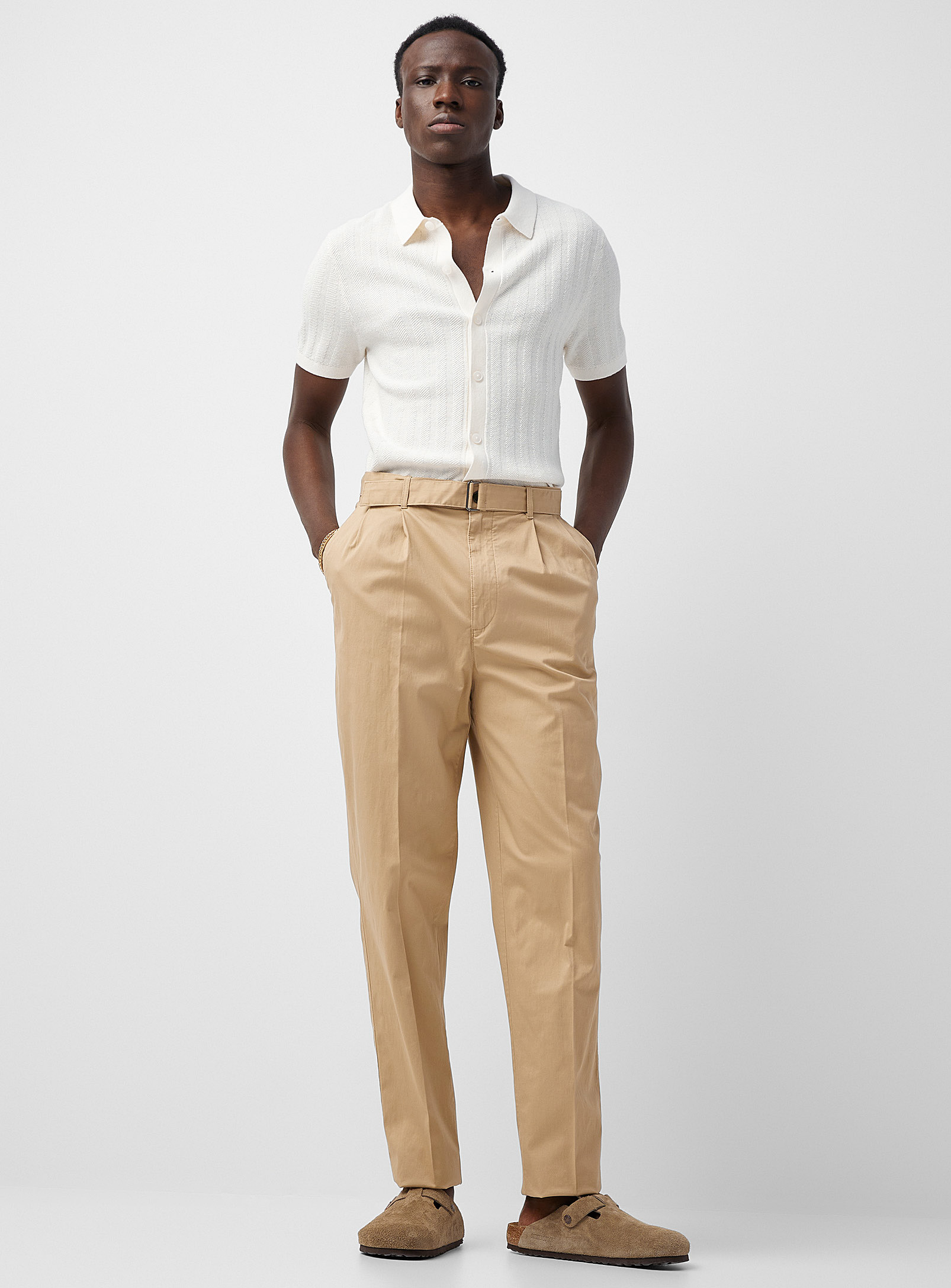 Michael Kors Belted Chinos Slim Fit In Sand