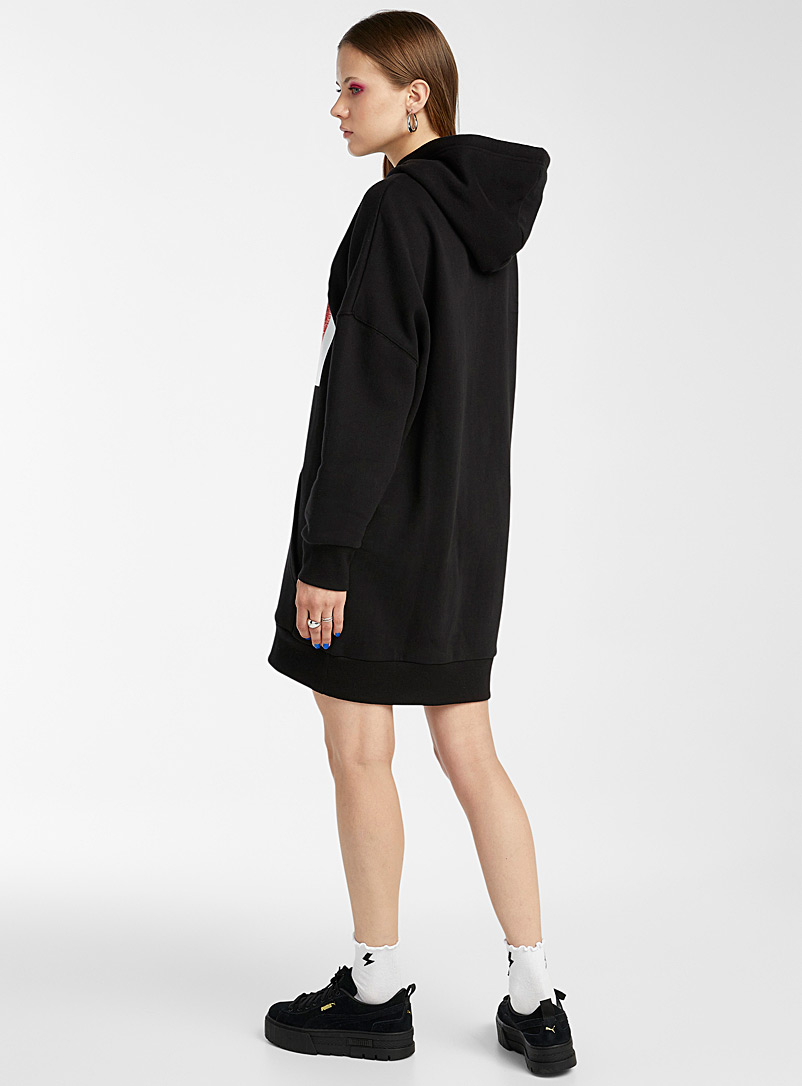 Twik Patterned Black Graphic print hoodie dress for women