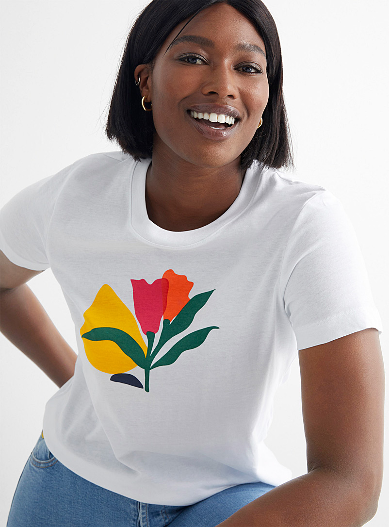 Contemporaine: Le t-shirt art moderne coton bio Blanc pour femme