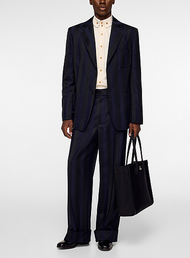Vivienne Westwood Navy/Midnight Blue Clarks two-tone stripe virgin wool pant for men
