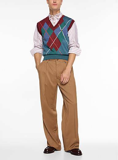 Vivienne Westwood Honey/Camel Rafael pleated pure virgin wool pant for men