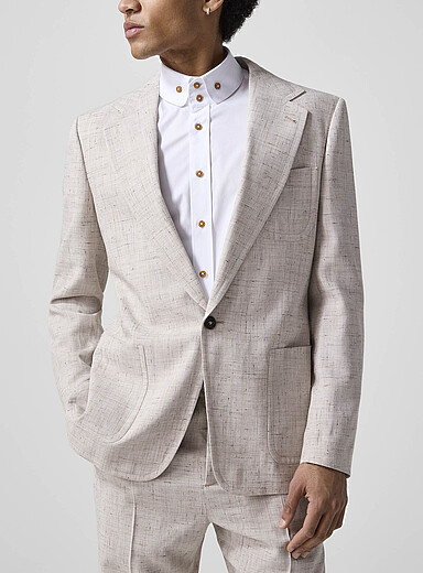 Vivienne Westwood: Le veston poches plaqu&eacute;es effet chambray Ivoire - Beige cr&egrave;me pour homme