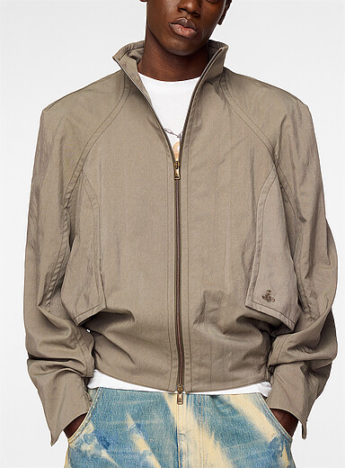 Vivienne Westwood Sage Grey Nylon zip-up raglan jacket for men