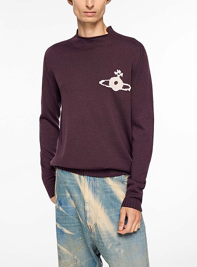 Vivienne Westwood Chocolate/Espresso Fisherman rolled half-collar sweater for men