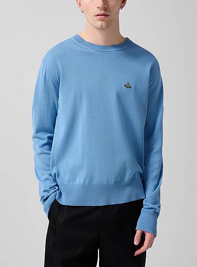 Vivienne Westwood: Le chandail orbe brod&eacute;e Bleu pour homme