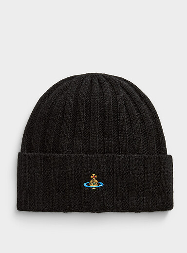 Embroidered orb cashmere tuque