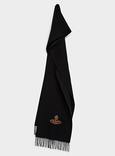 Embroidered orb wool scarf