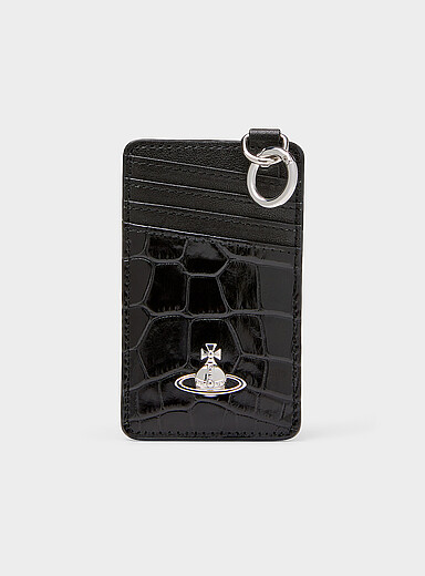 Faux croc-skin leather card case