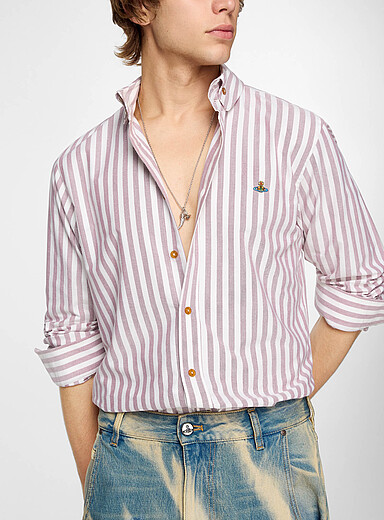Vivienne Westwood Burgundy Krall striped Oxford shirt for men
