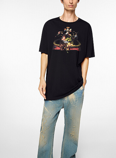 Vivienne Westwood Black Still-life print oversized T-shirt for men