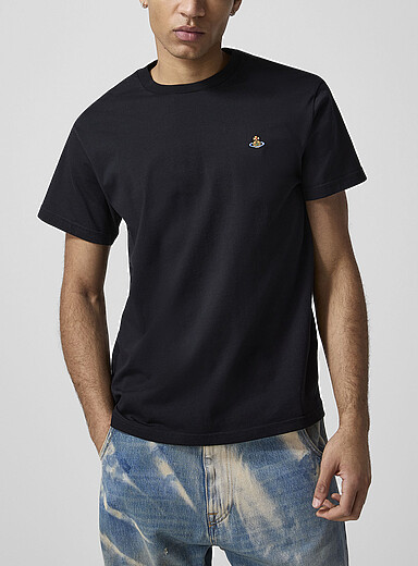 Vivienne Westwood: Le t-shirt orbe brod&eacute; Noir pour homme